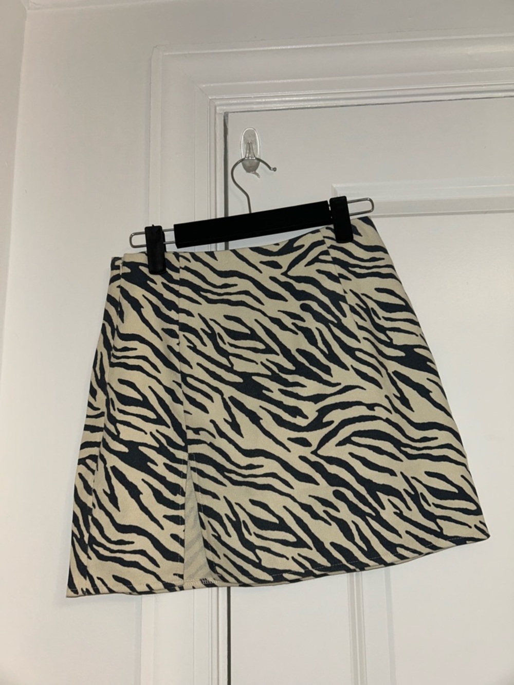 Women's Zebra Print Mini Skirt - Black & Cream